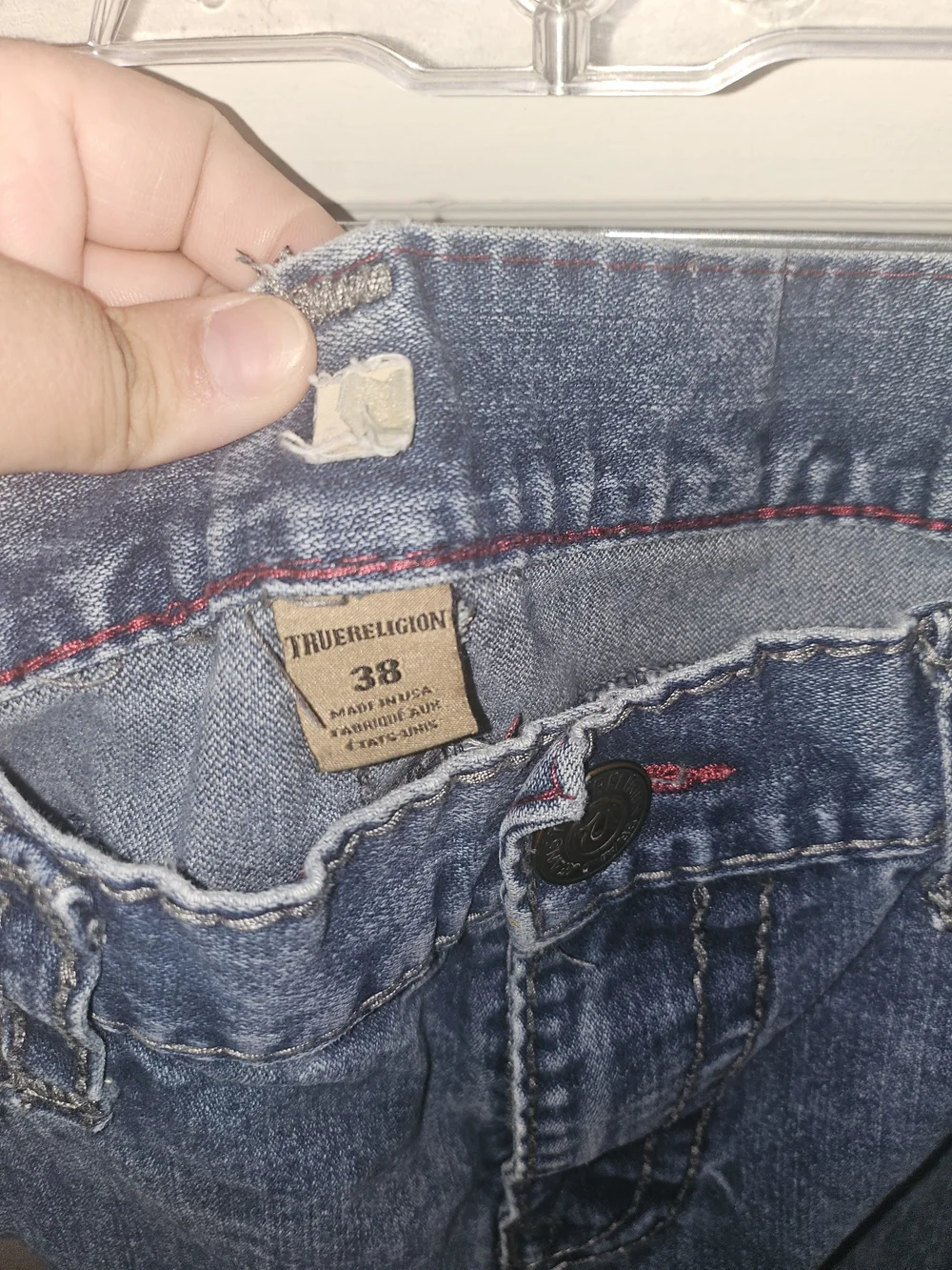 True Religion Men’s Dark Blue Distressed Boyfriend Jeans